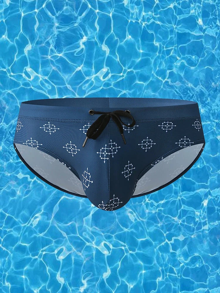Men Geometry Drawstring Bikini Swim Briefs(Men Geometry Drawstring Bikini Swim Briefs) 1 Men Geometry Drawstring Bikini Swim Briefs(Men Geometry Drawstring Bikini Swim Briefs)