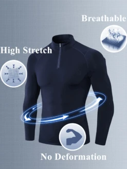 High Stretch Tight Sports Collar Long Sleeves For Men(High Stretch Tight Sports Collar Long Sleeves For Men) -Mr Saker 15645