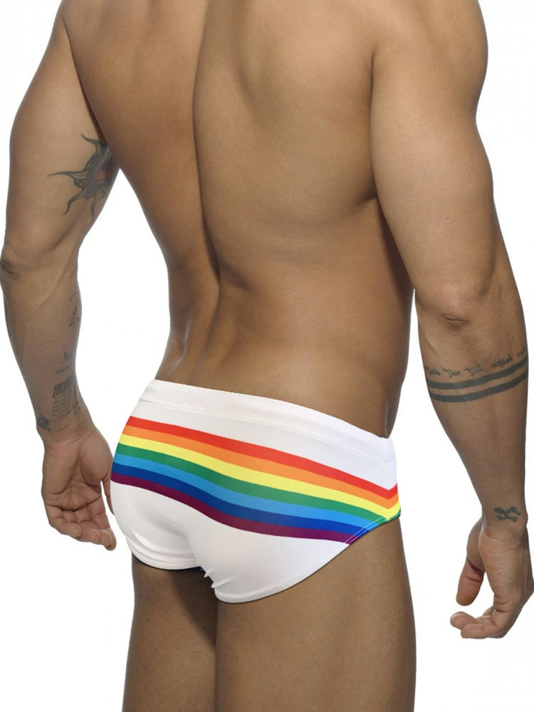 Men's Colorful Striped Stretch Fit Comfy Waistband Swim Briefs(Mens Colorful Striped Stretch Fit Comfy Waistband Swim Briefs) 3 Men's Colorful Striped Stretch Fit Comfy Waistband Swim Briefs(Mens Colorful Striped Stretch Fit Comfy Waistband Swim Briefs) - Image 3