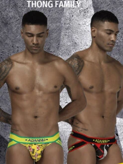 3-pack Men's Low-rise Wide-hem Elastic Printed Hip-baring Thongs(3 Pack Mens Low Rise Wide Hem Elastic Printed Hip Baring Thongs)