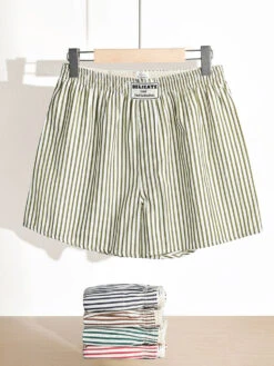 Men's Thin Loungewear Pants Loose Striped Breathable Shorts(Mens Thin Loose Striped Arrow Pants Breathable Shorts Comfortable Casual Boxer Briefs)