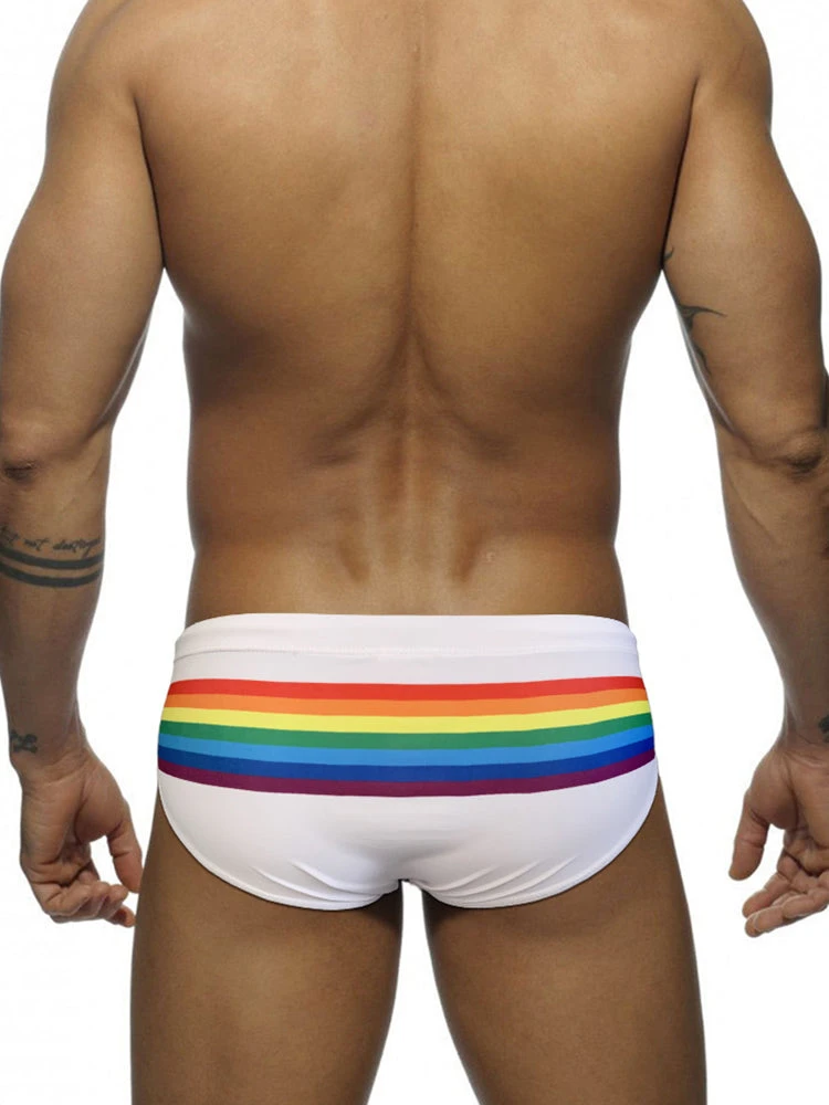 Men's Colorful Striped Stretch Fit Comfy Waistband Swim Briefs(Mens Colorful Striped Stretch Fit Comfy Waistband Swim Briefs) 4 Men's Colorful Striped Stretch Fit Comfy Waistband Swim Briefs(Mens Colorful Striped Stretch Fit Comfy Waistband Swim Briefs) - Image 4