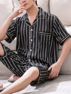 Men's Striped Satin Cool Pajamas Set(Mens Striped Satin Cool Pajamas Set) 23 Men's Striped Satin Cool Pajamas Set(Mens Striped Satin Cool Pajamas Set) -Mr Saker 1 11 1bc491da 11ce 46c8 8348 c1b5daa5bb7f