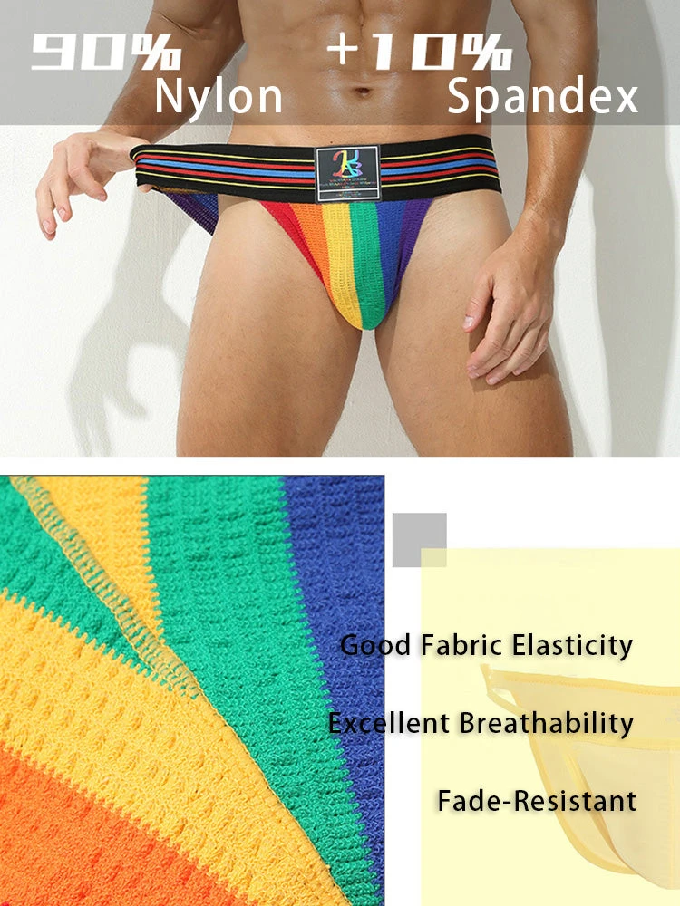 2 Pack Men's Sexy Rainbow Stretchy Breathable Soft U-Convex Pouch Bikini(2 Pack Mens Sexy Rainbow Stretchy Breathable Soft U Convex Pouch Bikini) 4 2 Pack Men's Sexy Rainbow Stretchy Breathable Soft U-Convex Pouch Bikini(2 Pack Mens Sexy Rainbow Stretchy Breathable Soft U Convex Pouch Bikini) - Image 4