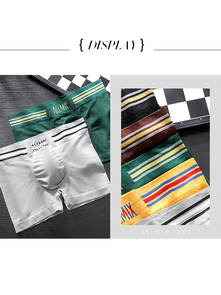3 Pack ALLMIX Men's Sexy Striped Seamless Low Waist Boxers Briefs(3 Pack Mens Sexy Striped Seamless Low Waist Boxers Briefs) 3 3 Pack ALLMIX Men's Sexy Striped Seamless Low Waist Boxers Briefs(3 Pack Mens Sexy Striped Seamless Low Waist Boxers Briefs) - Image 3
