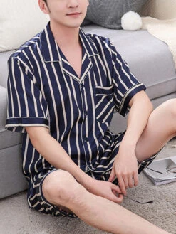 Men's Striped Satin Cool Pajamas Set(Mens Striped Satin Cool Pajamas Set) 22 Men's Striped Satin Cool Pajamas Set(Mens Striped Satin Cool Pajamas Set) -Mr Saker 1 12 d53b6d7f 21d6 4f54 b070 22c2658ff722