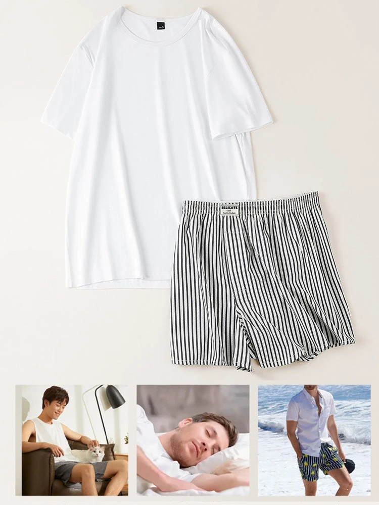 Men's Thin Loungewear Pants Loose Striped Breathable Shorts(Mens Thin Loose Striped Arrow Pants Breathable Shorts Comfortable Casual Boxer Briefs) 11 Men's Thin Loungewear Pants Loose Striped Breathable Shorts(Mens Thin Loose Striped Arrow Pants Breathable Shorts Comfortable Casual Boxer Briefs) - Image 11