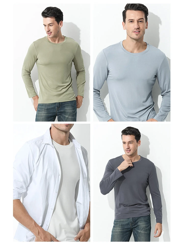 Men's Double-sided Modal Long-sleeved Solid Color T-shirt(Mens Double Sided Modal Long Sleeved Solid Color T Shirt) 10 Men's Double-sided Modal Long-sleeved Solid Color T-shirt(Mens Double Sided Modal Long Sleeved Solid Color T Shirt) - Image 10