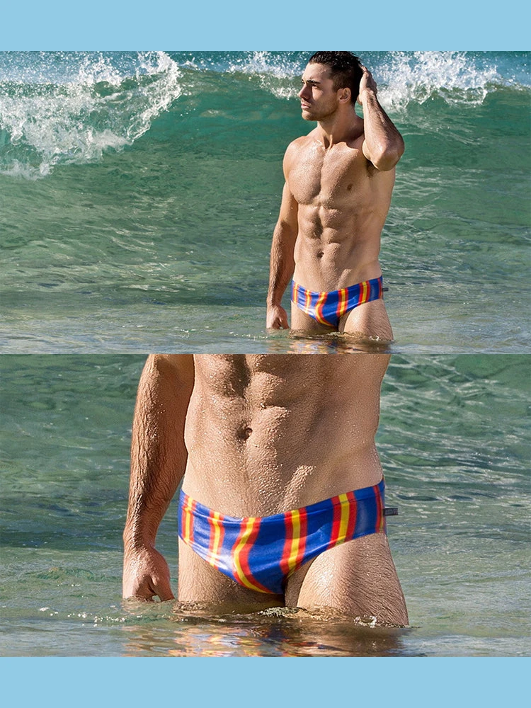 Men Casual Stripe Quick Drying Swim Briefs(Men Casual Stripe Quick Drying Swim Briefs) 4 Men Casual Stripe Quick Drying Swim Briefs(Men Casual Stripe Quick Drying Swim Briefs) - Image 4