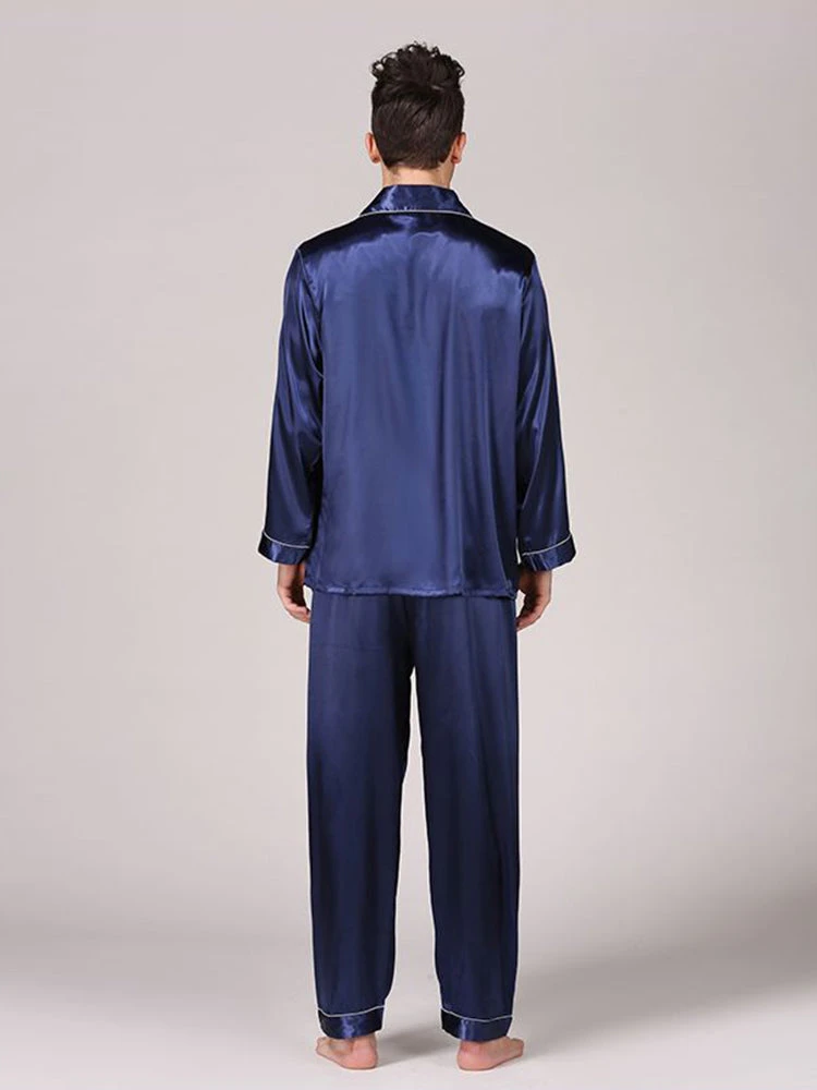 Men's Classic Satin Pajama Set Sleepwear(Mens Classic Satin Pajama Set Sleepwear) 6 Men's Classic Satin Pajama Set Sleepwear(Mens Classic Satin Pajama Set Sleepwear) - Image 6