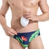 Men’s Floral Print Swim Briefs With Removable Pad(Men S Floral Print Swim Briefs With Removable Pad)