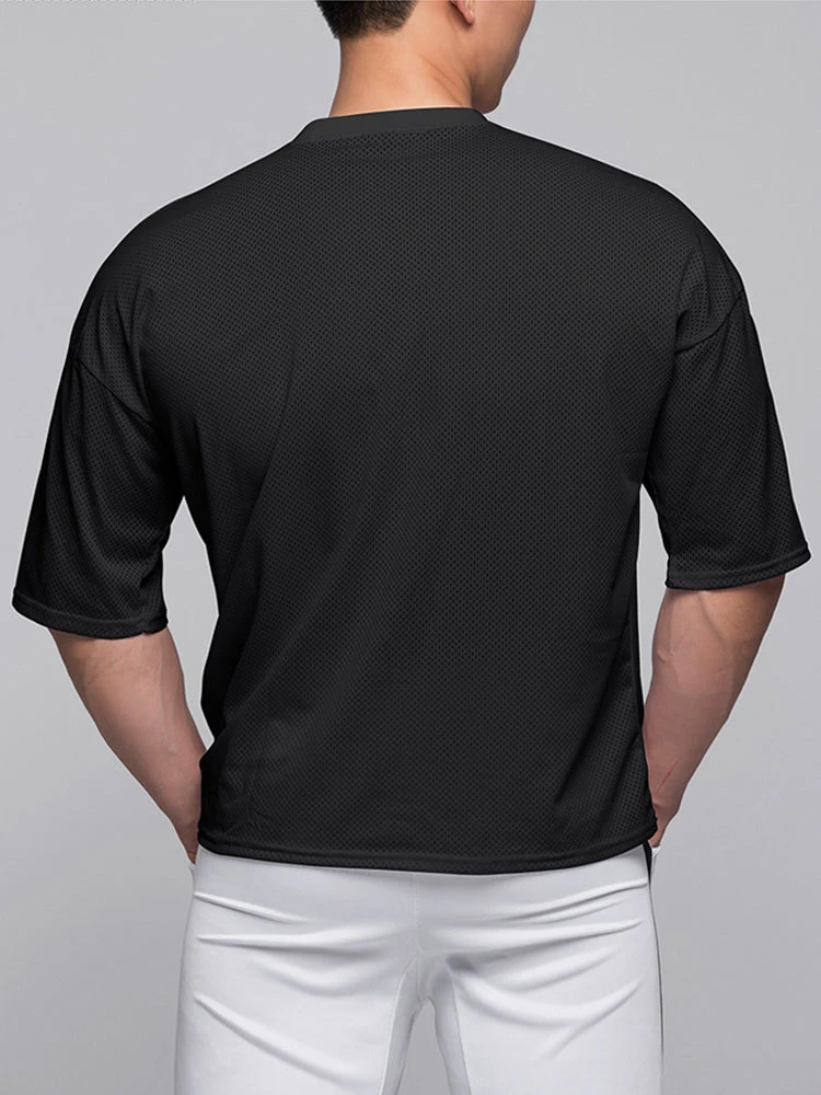 Men's Stretchy Breathable Mesh Short-Sleeve Shirt Sports Running Casual Top T-Shirt(Mens Stretchy Breathable Mesh Short Sleeve Shirt Sports Running Casual Top T Shirt) 8 Men's Stretchy Breathable Mesh Short-Sleeve Shirt Sports Running Casual Top T-Shirt(Mens Stretchy Breathable Mesh Short Sleeve Shirt Sports Running Casual Top T Shirt) - Image 8
