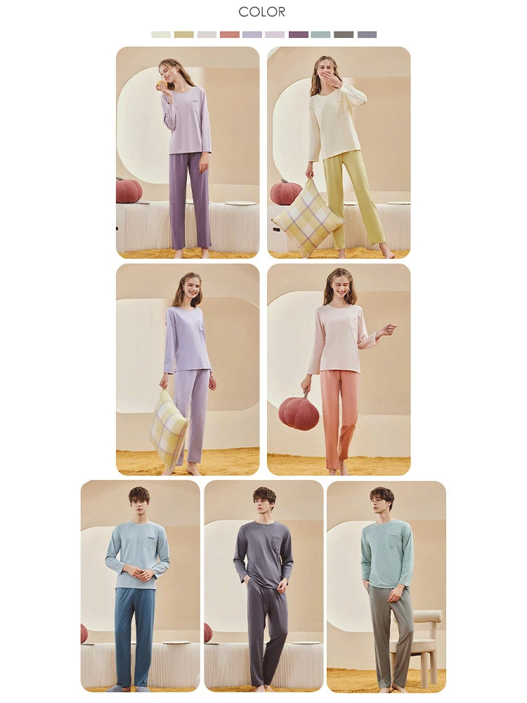 Comfortable Modal Cotton Long Sleeve Couple Pajama Set(Comfortable Modal Cotton Long Sleeve Couple Pajama Set) 18 Comfortable Modal Cotton Long Sleeve Couple Pajama Set(Comfortable Modal Cotton Long Sleeve Couple Pajama Set) - Image 18