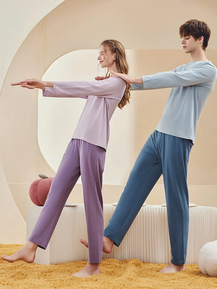 Comfortable Modal Cotton Long Sleeve Couple Pajama Set(Comfortable Modal Cotton Long Sleeve Couple Pajama Set) 4 Comfortable Modal Cotton Long Sleeve Couple Pajama Set(Comfortable Modal Cotton Long Sleeve Couple Pajama Set) - Image 4