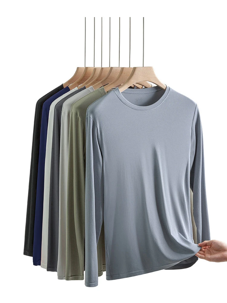 Men's Double-sided Modal Long-sleeved Solid Color T-shirt(Mens Double Sided Modal Long Sleeved Solid Color T Shirt) 11 Men's Double-sided Modal Long-sleeved Solid Color T-shirt(Mens Double Sided Modal Long Sleeved Solid Color T Shirt) - Image 11