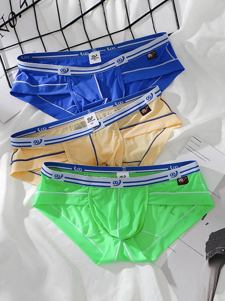 3 Pack Sexy Fashion Ice Silk Solid Color Men's Briefs(3 Pack Sexy Fashion Ice Silk Solid Color Mens Briefs) 3 3 Pack Sexy Fashion Ice Silk Solid Color Men's Briefs(3 Pack Sexy Fashion Ice Silk Solid Color Mens Briefs) - Image 3