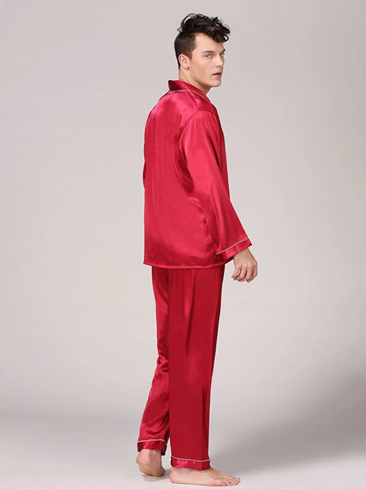 Men's Classic Satin Pajama Set Sleepwear(Mens Classic Satin Pajama Set Sleepwear) 8 Men's Classic Satin Pajama Set Sleepwear(Mens Classic Satin Pajama Set Sleepwear) - Image 8