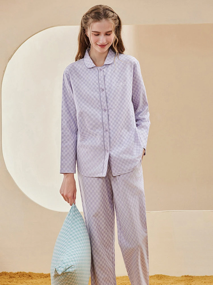 Woven Yarn-dyed Checkerboard Couple Cotton Comfortable Pajama Sets(Woven Yarn Dyed Checkerboard Couple Cotton Comfortable Pajama Sets) 6 Woven Yarn-dyed Checkerboard Couple Cotton Comfortable Pajama Sets(Woven Yarn Dyed Checkerboard Couple Cotton Comfortable Pajama Sets) - Image 6