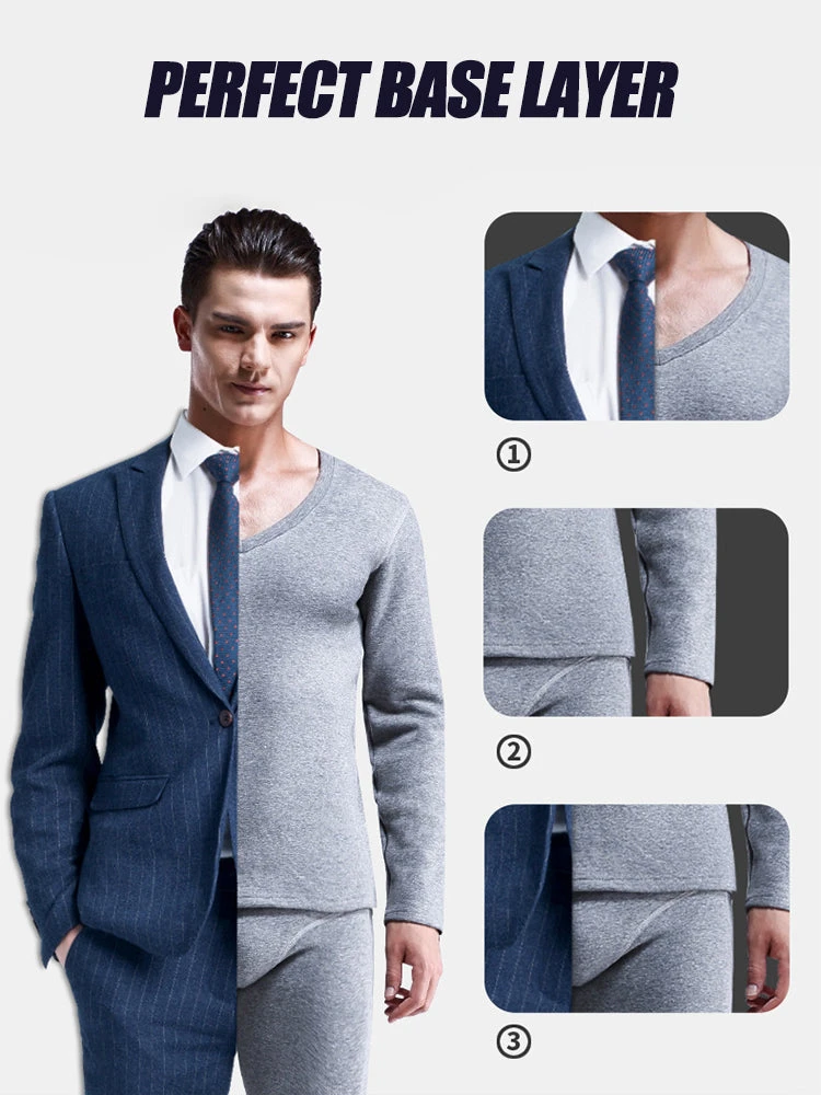 V-Neck Thermal Underwear With Fleece Lined(V Neck Thermal Underwear With Fleece Lined) 6 V-Neck Thermal Underwear With Fleece Lined(V Neck Thermal Underwear With Fleece Lined) - Image 6