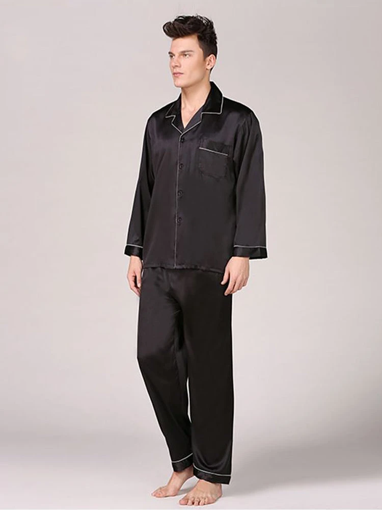 Men's Classic Satin Pajama Set Sleepwear(Mens Classic Satin Pajama Set Sleepwear) 13 Men's Classic Satin Pajama Set Sleepwear(Mens Classic Satin Pajama Set Sleepwear) - Image 13