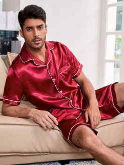 Men's Button Down Satin Pajama Set(Mens Button Down Satin Pajama Set) -Mr Saker 1 1 a6f7d82d 8dfa 44b3 b3cc 65f86a3a8ca3