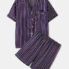 Men's Striped Satin Cool Pajamas Set(Mens Striped Satin Cool Pajamas Set)