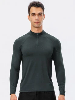 Men's Zip-Up Sports Long Sleeve Shirt(Mens Zip Up Long Sleeve T Shirt) -Mr Saker 1 20 d3339767 ead2 4080 ab0c 4b1c3a2082dc
