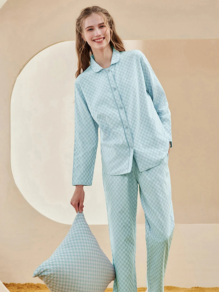 Woven Yarn-dyed Checkerboard Couple Cotton Comfortable Pajama Sets(Woven Yarn Dyed Checkerboard Couple Cotton Comfortable Pajama Sets) 7 Woven Yarn-dyed Checkerboard Couple Cotton Comfortable Pajama Sets(Woven Yarn Dyed Checkerboard Couple Cotton Comfortable Pajama Sets) - Image 7