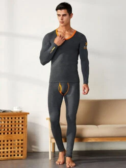Men's Splicing Lines Cotton Thermal Underwear Set(Mens Splicing Lines Cotton Thermal Underwear Set)