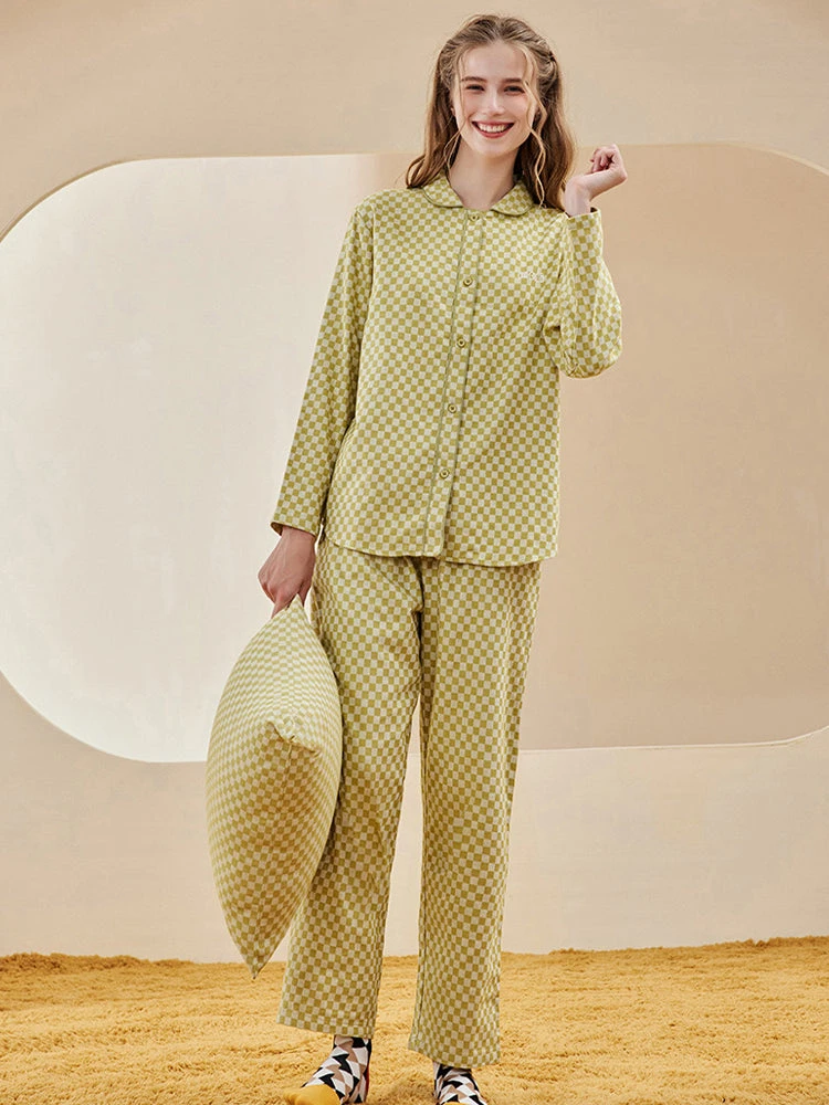 Woven Yarn-dyed Checkerboard Couple Cotton Comfortable Pajama Sets(Woven Yarn Dyed Checkerboard Couple Cotton Comfortable Pajama Sets) 8 Woven Yarn-dyed Checkerboard Couple Cotton Comfortable Pajama Sets(Woven Yarn Dyed Checkerboard Couple Cotton Comfortable Pajama Sets) - Image 8