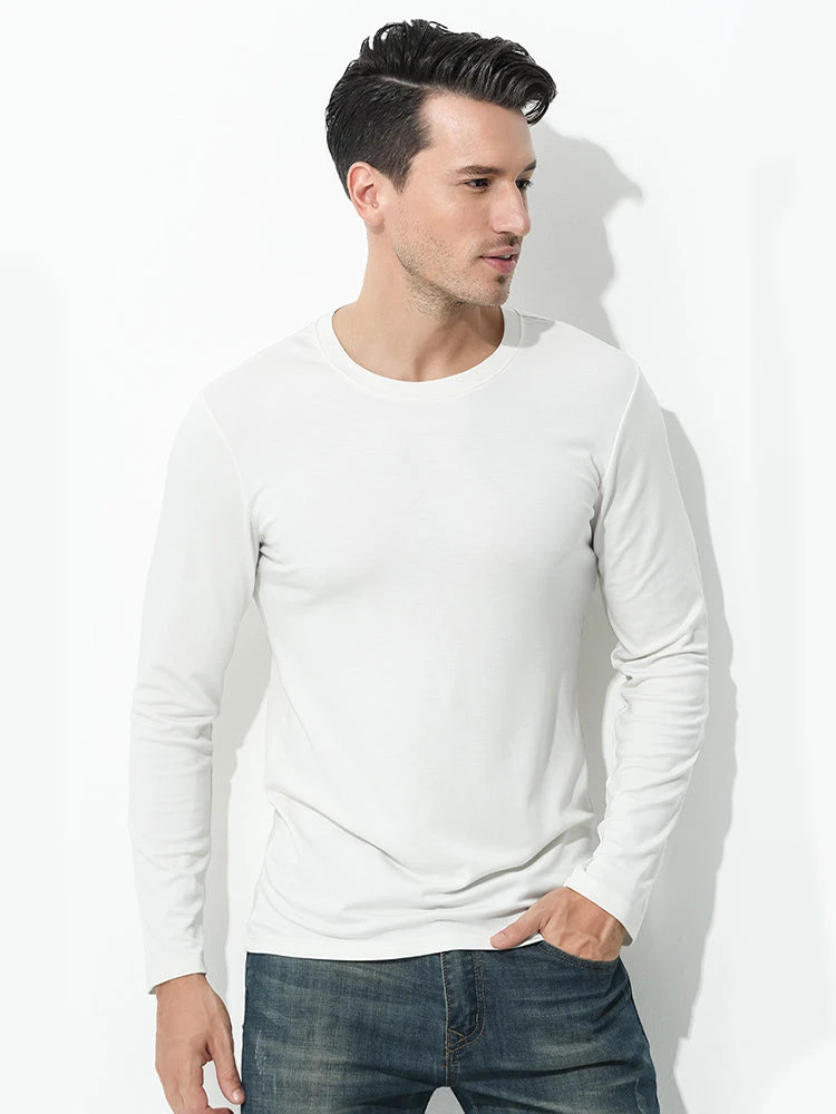 Men's Double-sided Modal Long-sleeved Solid Color T-shirt(Mens Double Sided Modal Long Sleeved Solid Color T Shirt) 7 Men's Double-sided Modal Long-sleeved Solid Color T-shirt(Mens Double Sided Modal Long Sleeved Solid Color T Shirt) - Image 7