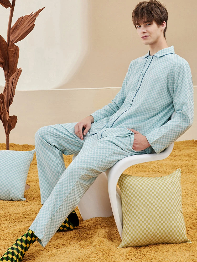Woven Yarn-dyed Checkerboard Couple Cotton Comfortable Pajama Sets(Woven Yarn Dyed Checkerboard Couple Cotton Comfortable Pajama Sets) 10 Woven Yarn-dyed Checkerboard Couple Cotton Comfortable Pajama Sets(Woven Yarn Dyed Checkerboard Couple Cotton Comfortable Pajama Sets) - Image 10