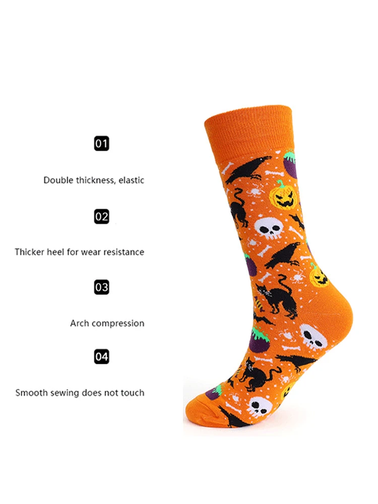 4 Pairs Pumpkin Personality Skeleton Cartoon Trendy Cotton Crew Socks(4 Pairs Pumpkin Personality Skeleton Cartoon Trendy Cotton Crew Socks) 2 4 Pairs Pumpkin Personality Skeleton Cartoon Trendy Cotton Crew Socks(4 Pairs Pumpkin Personality Skeleton Cartoon Trendy Cotton Crew Socks) - Image 2