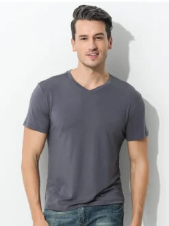 60S Double-Sided Modal Fashion V-neck Men's Solid Color Short-Sleeved T-shirt(60s Double Sided Modal Fashion V Neck Mens Solid Color Short Sleeved T Shirt) -Mr Saker 1 28 960e15c3 295c 40db 8b5e d3f588cb68a8