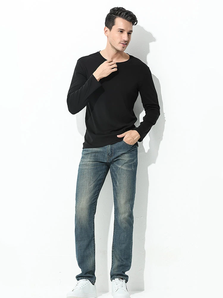 Men's Double-sided Modal Long-sleeved Solid Color T-shirt(Mens Double Sided Modal Long Sleeved Solid Color T Shirt) 2 Men's Double-sided Modal Long-sleeved Solid Color T-shirt(Mens Double Sided Modal Long Sleeved Solid Color T Shirt) - Image 2