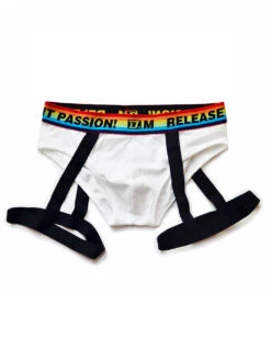 2 Pack Men’s Rainbow Solid Color Suspender Briefs(2 Pack Men S Rainbow Solid Color Suspender Briefs)