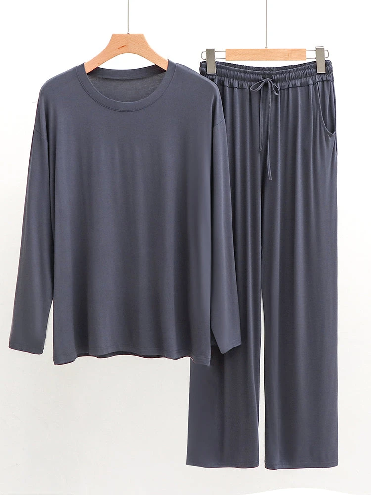 Modal Men's Long Sleeve Long Pants Pajamas | Deep Pocket Thin Plus Size Soft Breathable Loungewear(Modal Mens Long Sleeve Long Pants Pajamas Deep Pocket Thin Plus Size Soft Breathable Loungewear) 2 Modal Men's Long Sleeve Long Pants Pajamas | Deep Pocket Thin Plus Size Soft Breathable Loungewear(Modal Mens Long Sleeve Long Pants Pajamas Deep Pocket Thin Plus Size Soft Breathable Loungewear) - Image 2