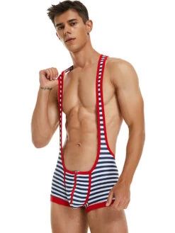 Men's Striped Wrestling Singlet Bodysuit(Striped Mens One Piece Sports Vest) -Mr Saker 1 3 2456018c f9c0 49fb a5b3 9bee55708252