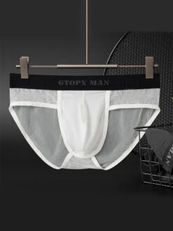 2 Pack Men's Ice Silk Semi-Transparent Mesh U-Convex Pouch Breathable Sexy Sport Briefs(2 Pack Mens Ice Silk Semi Transparent Mesh U Convex Pouch Breathable Sexy Sport Briefs)