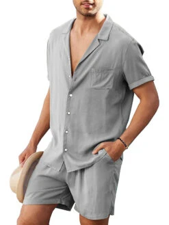 Men’s Button Down Short Sleeve Shirt Top And Shorts Set(Men S Button Down Short Sleeve Shirt Top And Shorts Set) -Mr Saker 1 3 f1849eda b099 4359 8d29 9c5c0a2fcce1