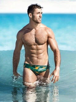 Men's Low-Rise Stylish Print Swim Briefs(Mens Low Rise Stylish Print Swim Briefs)