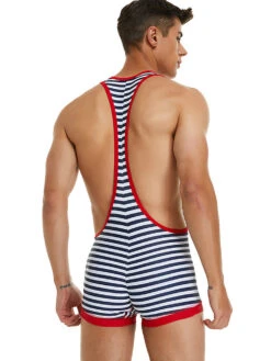Men's Striped Wrestling Singlet Bodysuit(Striped Mens One Piece Sports Vest) -Mr Saker 1 4 57d1b9e4 dbe7 432b b60e 1a7b1b4357a5