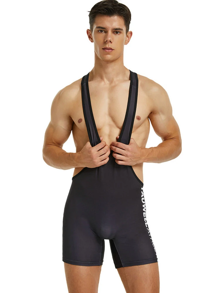 Men's Solid Color Wrestling Singlet Bodysuit(Mens Tight Tank Top Wrestling Suit) 3 Men's Solid Color Wrestling Singlet Bodysuit(Mens Tight Tank Top Wrestling Suit) - Image 3