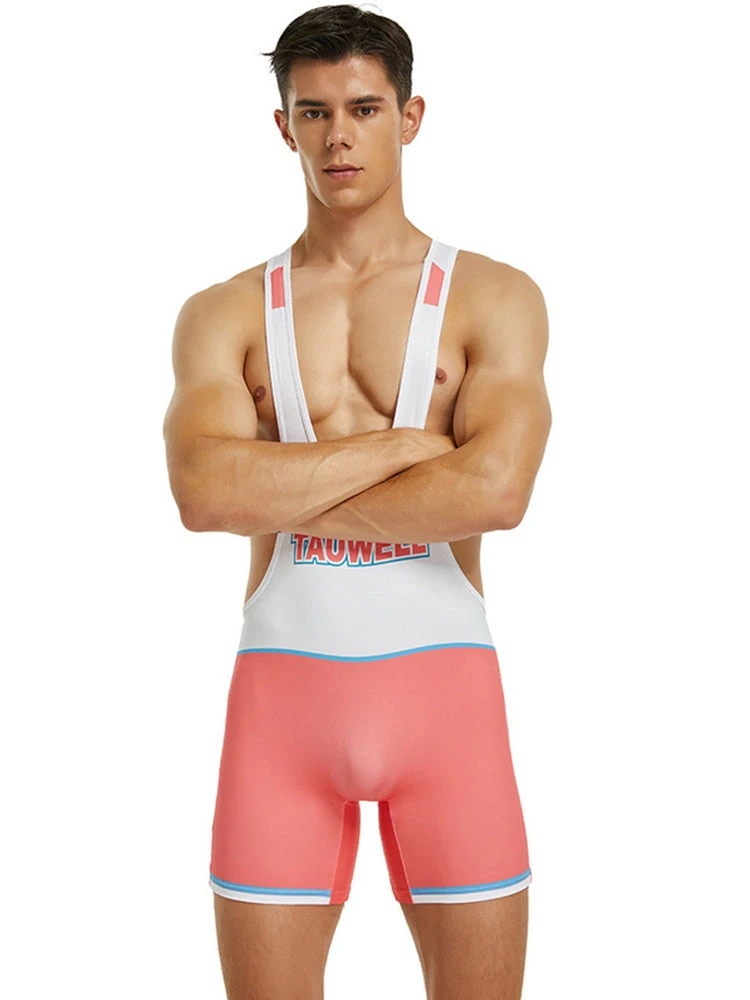 Men’s Spliced Color Wrestling Singlet Bodysuit(Mens Color Matching Wrestling One Piece Vest) 2 Men’s Spliced Color Wrestling Singlet Bodysuit(Mens Color Matching Wrestling One Piece Vest) - Image 2