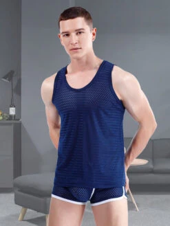 Men's Mesh Ice Silk Sleeveless Tank Top(Summer Cool Down Mens Tanks Shorts Set) -Mr Saker 1 5 1d556859 2c77 41a8 84e4 9d1f281ee643