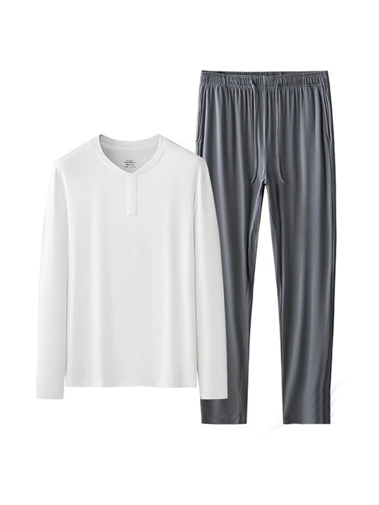 60S Modal Men's Solid Color Pajama Set | Comfortable Casual Wear For All Seasons(60s Modal Mens Solid Color Pajama Set Comfortable Casual Wear For All Seasons) 18 60S Modal Men's Solid Color Pajama Set | Comfortable Casual Wear For All Seasons(60s Modal Mens Solid Color Pajama Set Comfortable Casual Wear For All Seasons) - Image 18