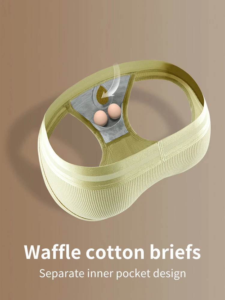 2 Pack Men's Waffle-Knit Cotton Separable Scrotum Support Briefs(2 Pack Mens Waffle Cotton Split Briefs With Independent Inner Pockets) 1 2 Pack Men's Waffle-Knit Cotton Separable Scrotum Support Briefs(2 Pack Mens Waffle Cotton Split Briefs With Independent Inner Pockets)