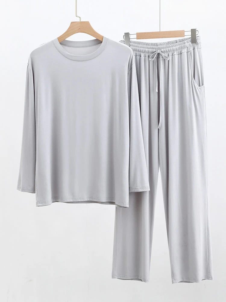 Modal Men's Long Sleeve Long Pants Pajamas | Deep Pocket Thin Plus Size Soft Breathable Loungewear(Modal Mens Long Sleeve Long Pants Pajamas Deep Pocket Thin Plus Size Soft Breathable Loungewear) 5 Modal Men's Long Sleeve Long Pants Pajamas | Deep Pocket Thin Plus Size Soft Breathable Loungewear(Modal Mens Long Sleeve Long Pants Pajamas Deep Pocket Thin Plus Size Soft Breathable Loungewear) - Image 5