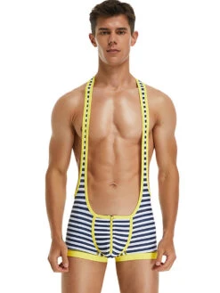 Men's Striped Wrestling Singlet Bodysuit(Striped Mens One Piece Sports Vest) -Mr Saker 1 5 76eb775c 83ea 47bf 94f6 268919d03513