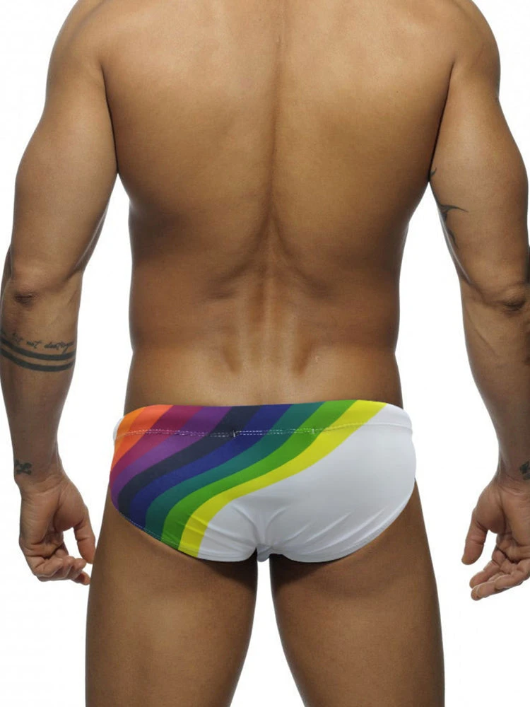 Men’s Rainbow Stripes Swim Briefs With Removable Pad(Men S Rainbow Stripes Swim Briefs With Removable Pad) 5 Men’s Rainbow Stripes Swim Briefs With Removable Pad(Men S Rainbow Stripes Swim Briefs With Removable Pad) - Image 5